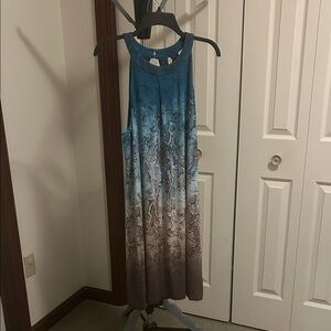 White House Black Market Gradient Blue and Brown Midi Dress-NWT
